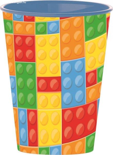 Lego mintázatú Bricks műanyag pohár 260 ml II. osztály