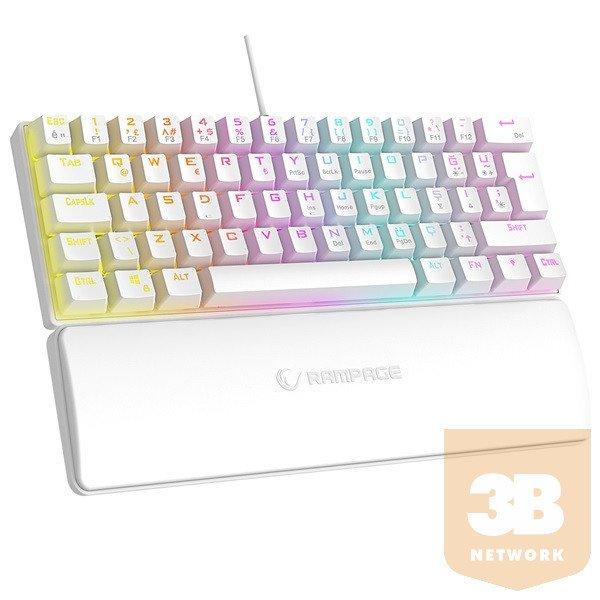 Rampage Billentyűzet - PLOWER K60 White US (Vezetékes, Mechanikus, Blue
switch, angol, fehér, RGB LED)