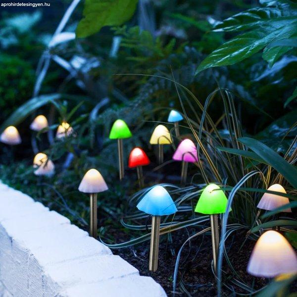 Garden Of Eden LED-es szolár lámpa - 12 db mini gomba - színes - 28,5 cm x 4
m (11243B)