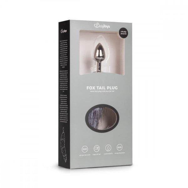 Easytoys Fox NO5 - fém anál plug rókafarokkal (ezüst-ezüst)