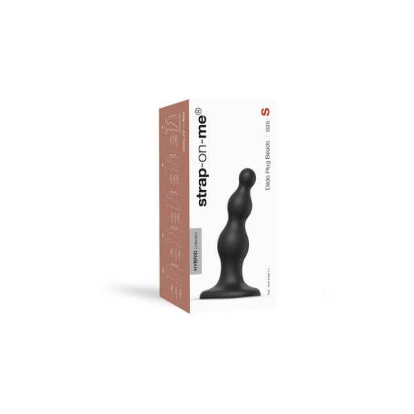 Strap-on-me Beads S - gyöngyös, tapadókorongos dildó (fekete)