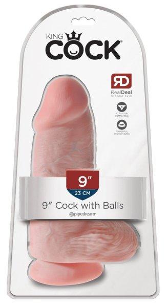 King Cock 9 Chubby - tapadókorongos, herés dildó (23cm) - natúr