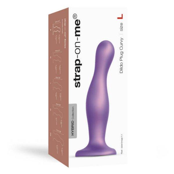 / Strap-on-me Curvy L - hullámos, tapadókorongos dildó (lila)