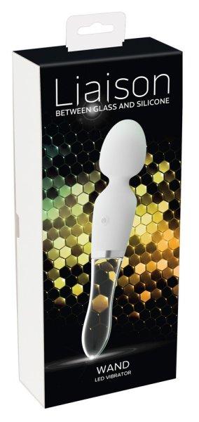Liaison Wand - szilikon-üveg LED-es vibrátor (átlátszó)