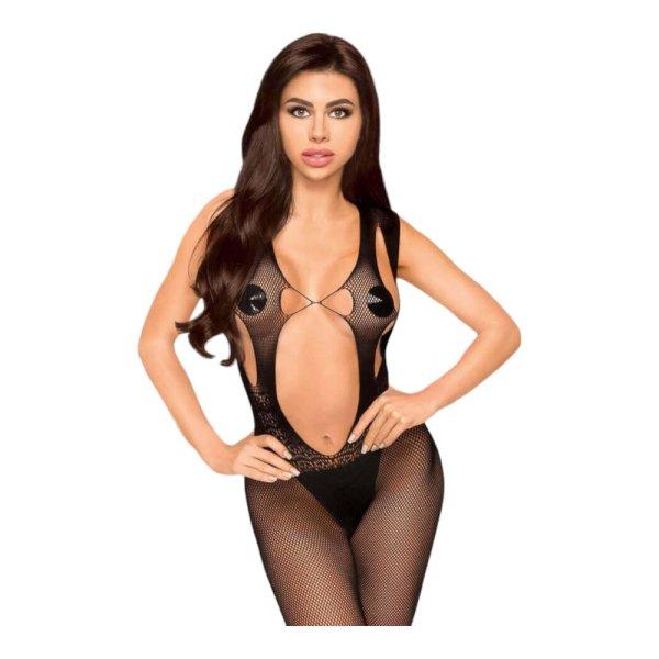 Penthouse Forbidden Fruit - nyitott overall (fekete)