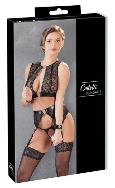 Cottelli Bondage - csipkés fehérnemű szett (4 részes)