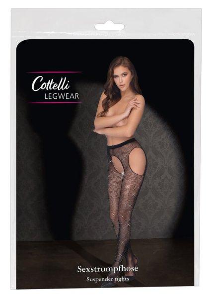 Cottelli Legwear - nyitott, csillogó harisnya - fekete (S-L)