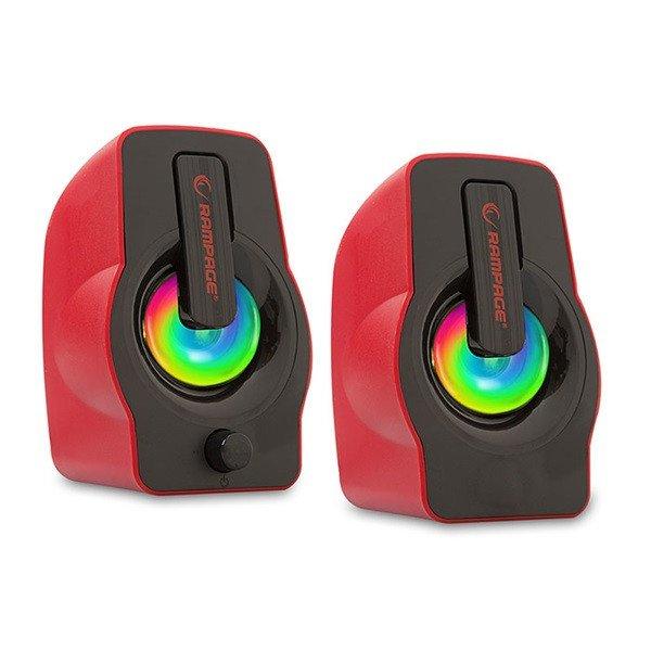 Rampage Hangszóró 2.0 - RMS-G7 Falsetto (6W RMS; hangerőszabályzó; 3,5mm
jack; USB, RGD LED, Piros)