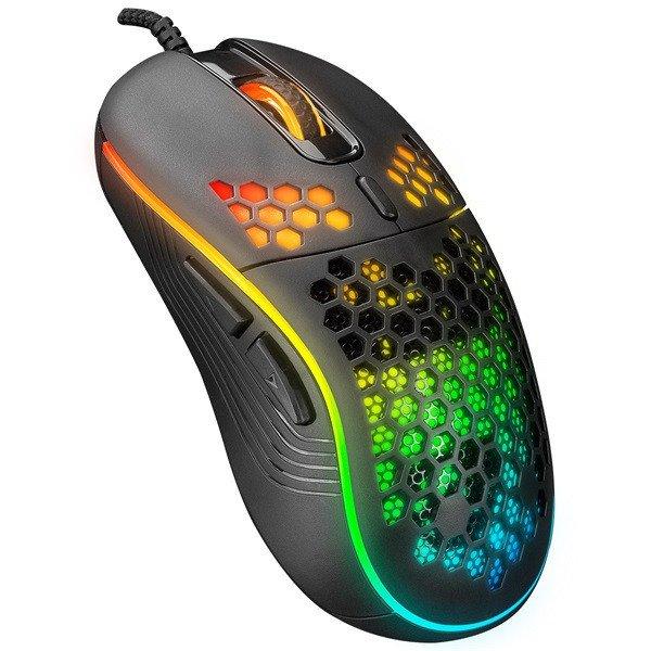 Everest Gamer Egér - SM-G66 X-HOLE (8000 DPI, 7gomb, 1,5m harisnyázott
kábel,optikai, fekete, RGB LED)