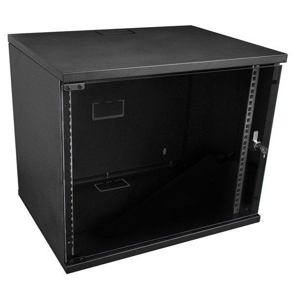S-Link Rackszekrény - 9U 19" fali kivitel (450x530x400mm, ablakos,
Flatpack, Fekete)