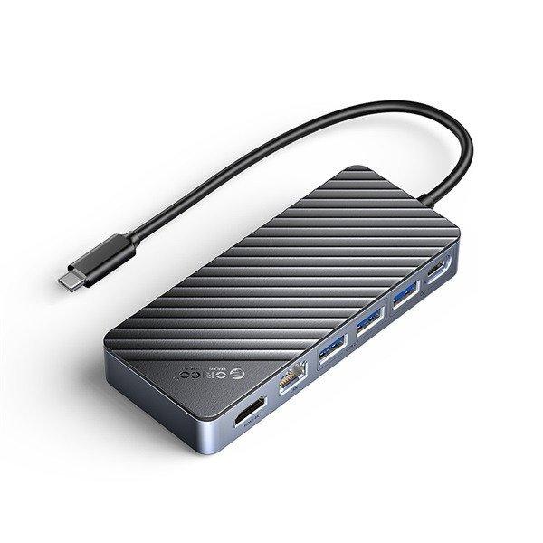 Orico Notebook Dokkoló - OM28PR-G2-BK (Bemenet: USB-C, Kimenet:
HDMI/USB-A+C/RJ45/M.2/PD100W, sötétszürke)