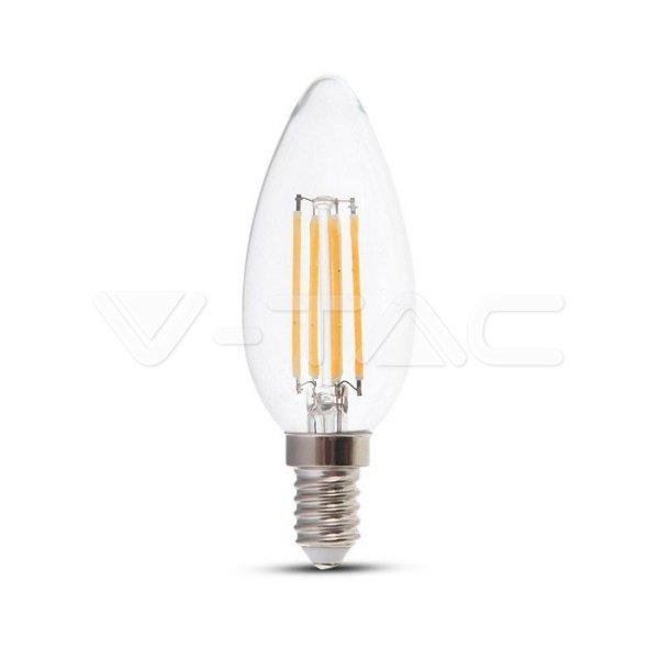 LED izzó SAMSUNG Chip izzószálas 4W E14 gyertya 2700K (V-TAC)