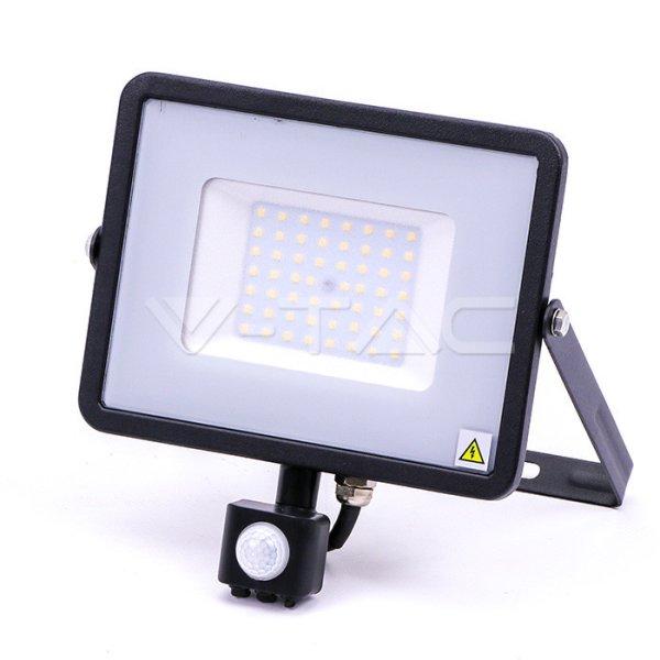 50W LED Reflektor mozgásérzékelős, Samsung Chip,manuális felülíró
funkcióval, fekete test 4000K (V-TAC)