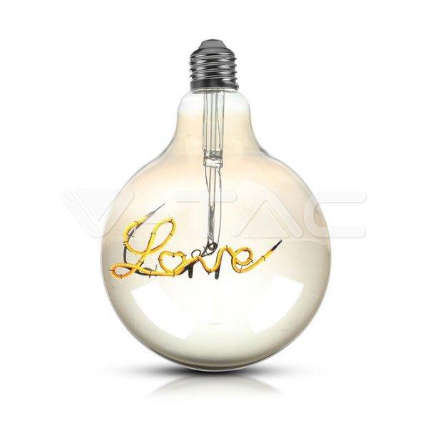 LED izzó 5W E27 izzószálas G125 Borostyán üveg 2200K (V-TAC)