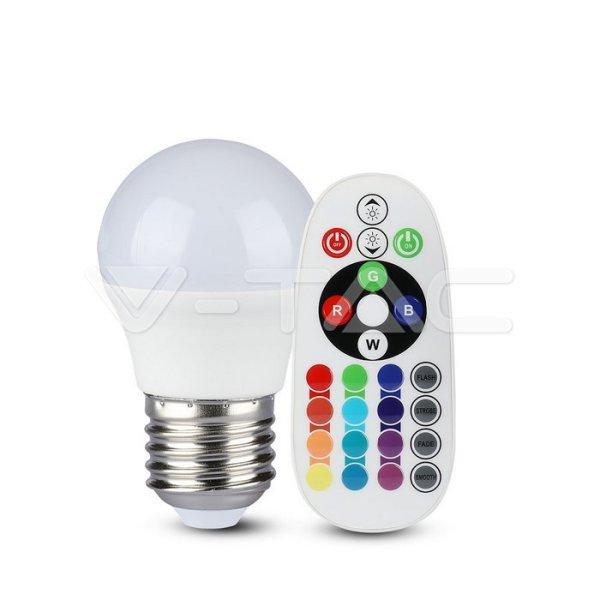 LED izzó 3.5W E27 G45 RF vezérlés RGB + 6400K (V-TAC)