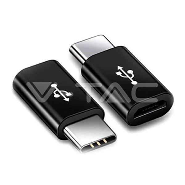 Micro USB C típusú adapter fekete (V-TAC)