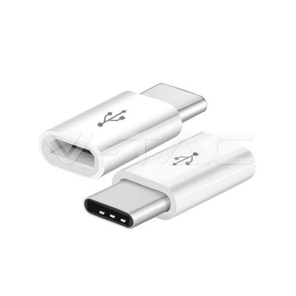 Micro USB C típusú adapter fehér (V-TAC)