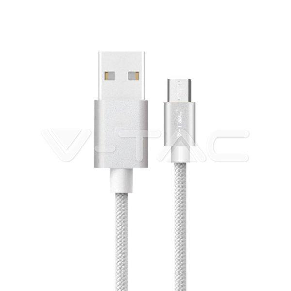 1m. Micro USB kábel ezüst platinum széria (V-TAC)