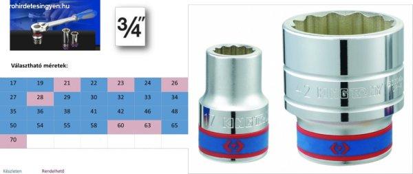 Kézi dugókulcs fej 3/4" 12 szögű 22 mm