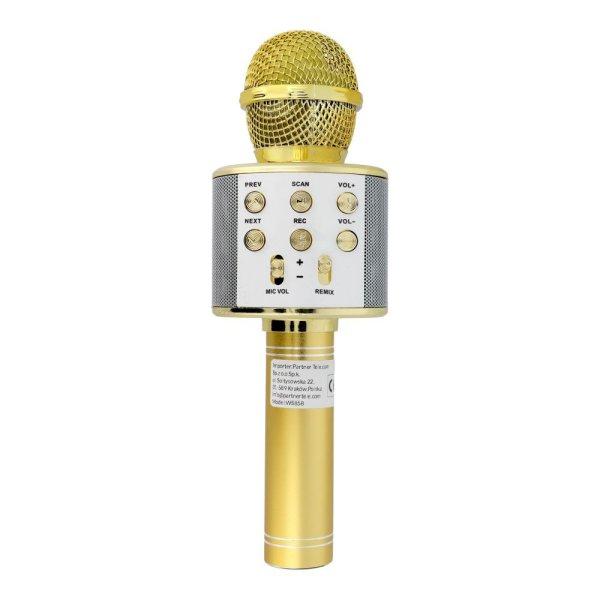 Bluetooth karaoke mikrofon, vezeték nélküli, TF kártya/pendrive, arany, CR58