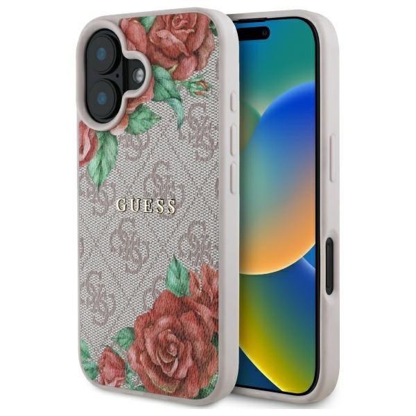 Guess GUHMP16SP4ROPEMCP 4G Flowers Print MagSafe-kompatibilis tok iPhone 16 -
rózsaszín