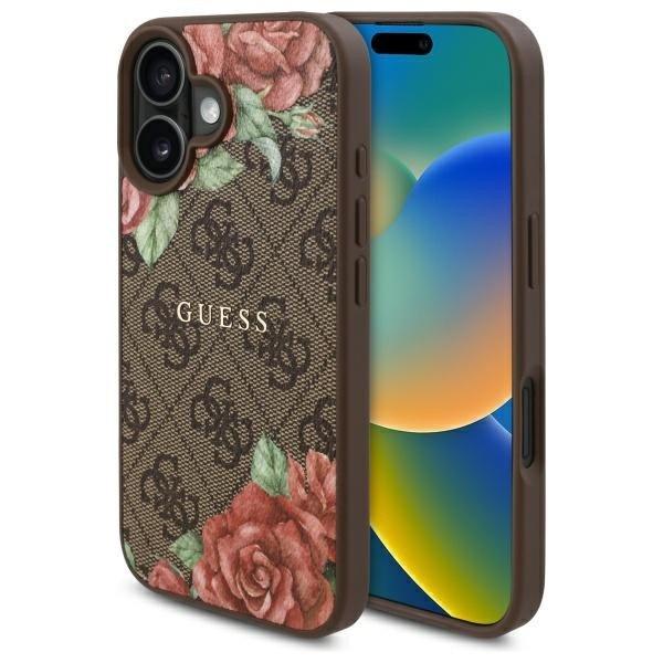 Guess GUHMP16SP4ROPEMCW 4G Flowers Print MagSafe-kompatibilis tok iPhone 16 -
barna