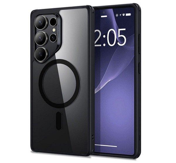 ESR CH HALOLOCK szilikon telefonvédő (ütésállóság, légpárnás sarok,
átlátszó hátlap, MagSafe) FEKETE Samsung Galaxy S25 Ultra (SM-S938)