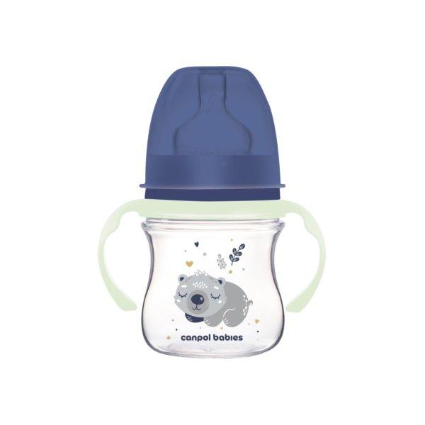 Canpol babies EasyStart anti-kólikás cumisüveg világító fogantyúval 120ml
(0h+) - Sleepy Koala - Kék