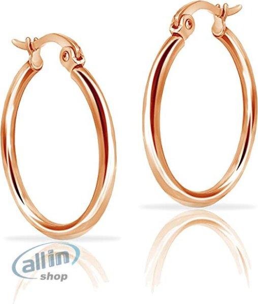 Hoops & Loops közepesen kerek fülbevaló, 925 sterling ezüst, 2 mm széles,
rose gold aranyozott ,15 mm