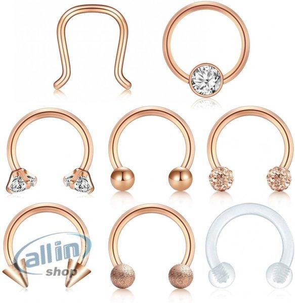 AceFun Septum Piercing 16G patkógyűrűk cseregolyókkal gyűrűkészlet
sebészeti acél 8 mm