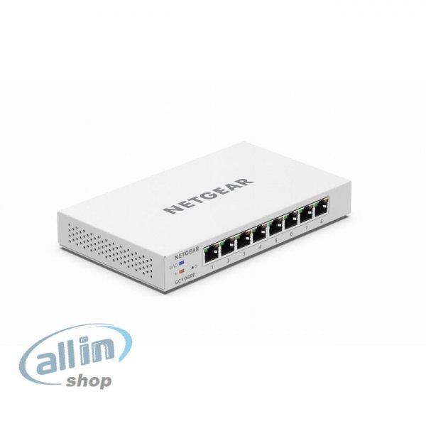 Netgear GC108PP – 8 portos Gigabit Ethernet Hi-Power PoE+ Insight Smart Cloud
Switch