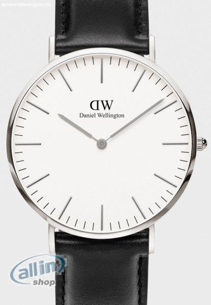 Daniel Wellington Klasszikus Sheffield ezüst fehér bőrszíjas 40 mm-es férfi
karóra Új Szépséghibás