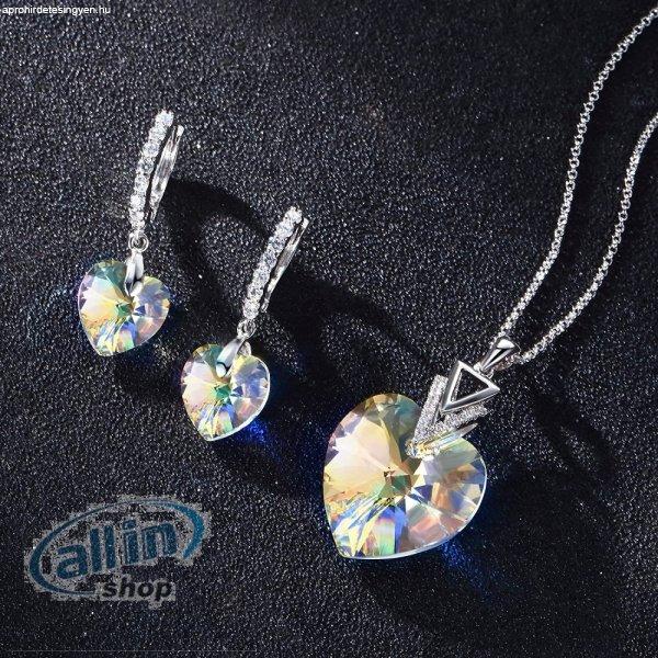 T400 Jewellers nyaklánc szív medállal és fülbevaló ,Swarovski kristály
elemekkel női ékszer készletek 