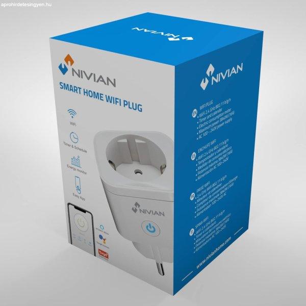 NIVIAN Smart Plug – 2,4 GHz-es WiFi – 16 A-ig és 3680 W –
Túlfeszültség-védelem és energiafogyasztás szabályozás