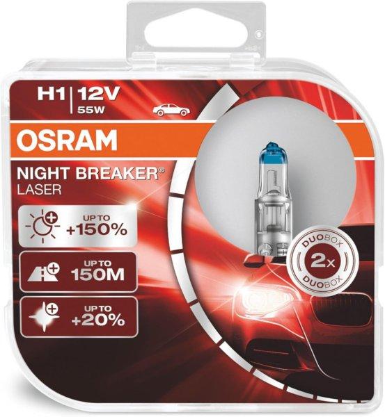 OSRAM NIGHT BREAKER LASER H1 55W 12V 2x (64150NL-HCB)