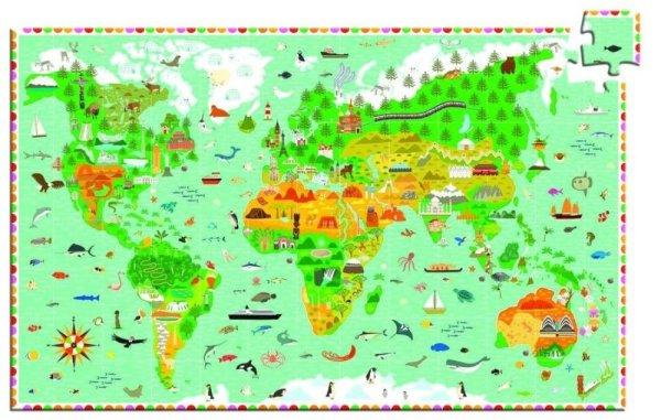 A föld térképe, 200 db-os megfigyelő puzzle - Around the world + booklet -
Djeco