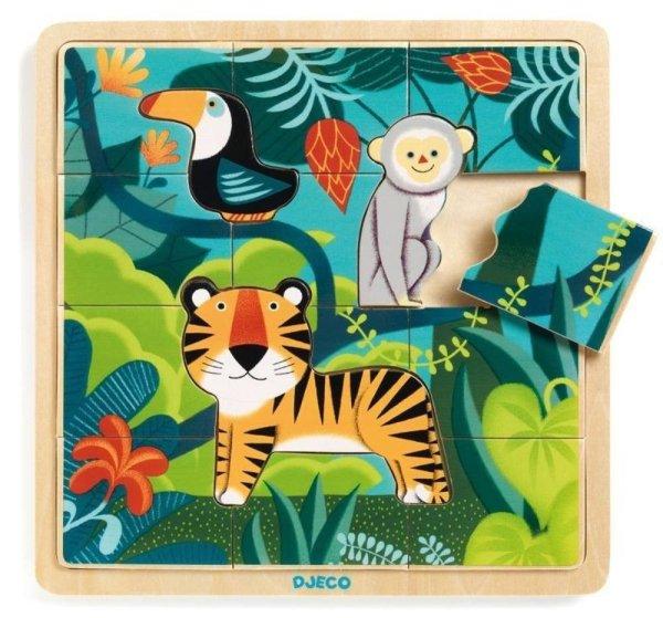 Dzsungel - 12 db-os fa puzzle - Puzzle Jungle - Djeco