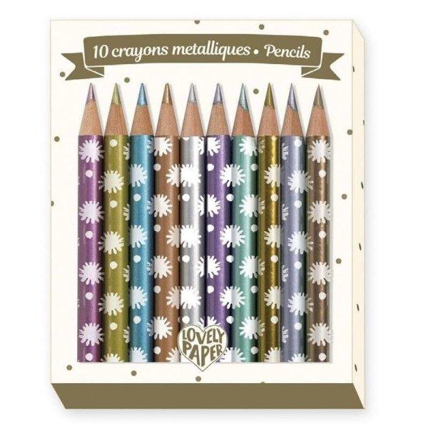 Chichi mini színes ceruza 10 db - 10 Chichi mini metalic pencils - Djeco