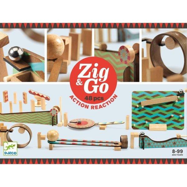 Gurul és borul - Dominós golyópálya 48 db-os - Zig & Go - 48 pcs - Djeco