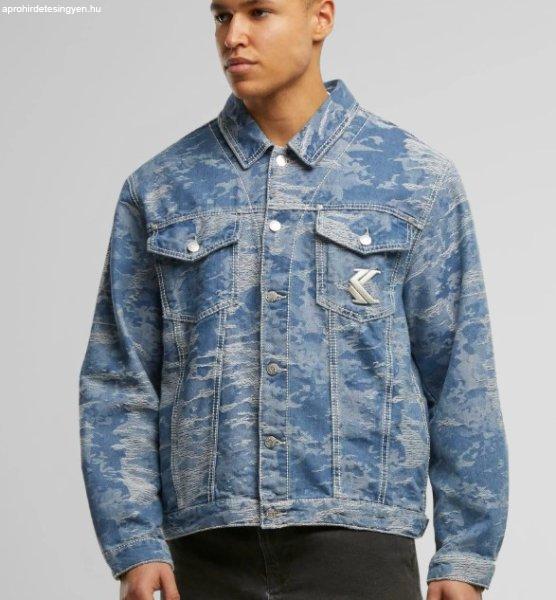 Dzeki Karl KANI Og K Distressed Camo Os Denim Jacket Medium Blue