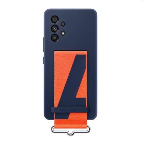 Tok Silicone Cover szíjjal for Samsung Galaxy A53 5G, navy