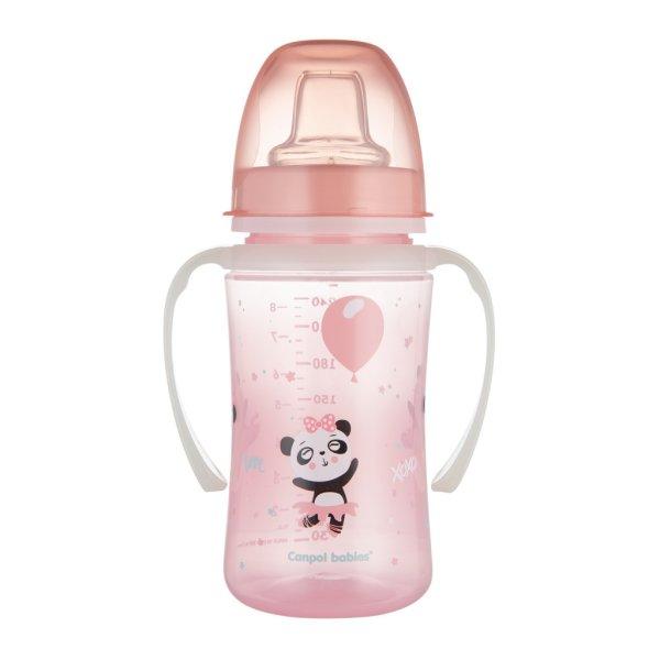 Canpol babies Cseppmentes Szilikon tanulópohár világító fogantyúval 240ml
(6h+) Exotic Animals - Rózsaszín