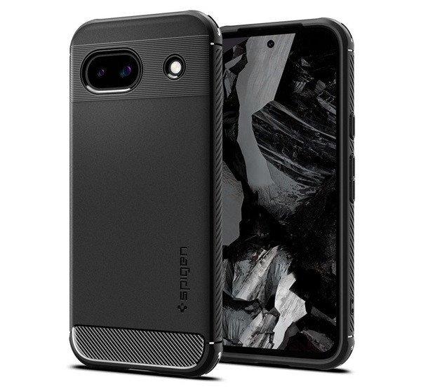 SPIGEN RUGGED ARMOR szilikon telefonvédő (ütésállóság, légpárnás
sarok, karbon minta) FEKETE Google Pixel 8a