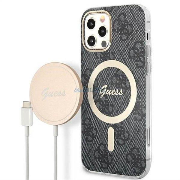 GUESS GUBPN61H4EACSK 4G Print MagSafe tok+vezeték nélküli töltő iPhone
12/12 Pro - arany-fekete