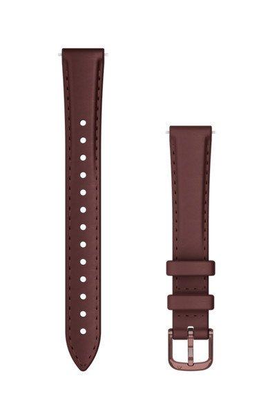 Óraszíj Garmin Lily 2 14mm bőr, eperfa, sötét bronz csattal (110-175mm)
Okosórához
