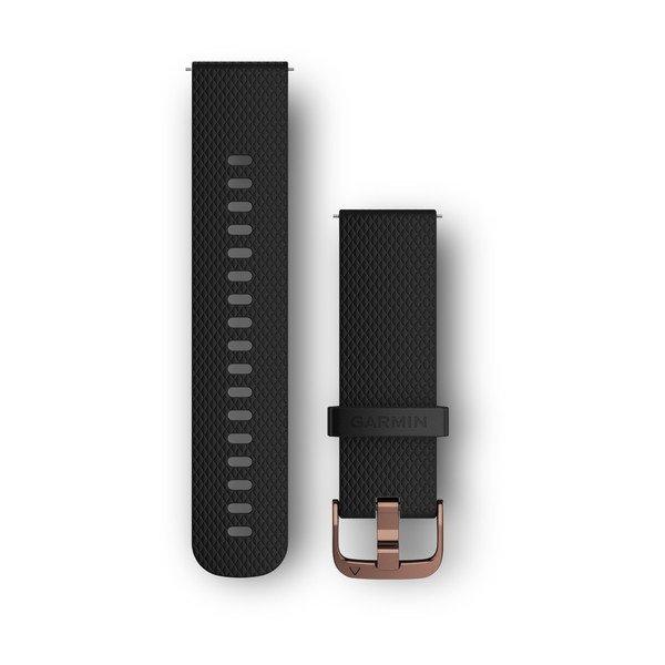 Óraszíj Garmin 20 mm fekete S/M szilikon, rose gold csat (Quick Release)
Vivomove HR Okosórához