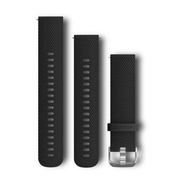 Óraszíj Garmin 20 mm fekete szilikon, ezüst csat (Quick Release) Vívoactive
3 Okosórához
