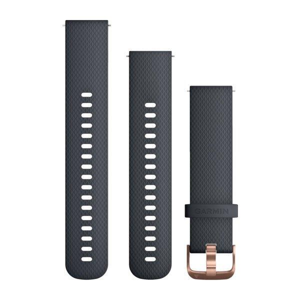 Óraszíj Garmin 20 mm gránitkék szilikon, Rose Gold csat (Quick Release)
Okosórához