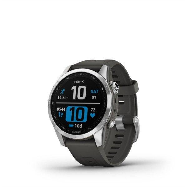 Garmin fenix 7S ezüst grafit színű szilikon szíjjal Okosóra