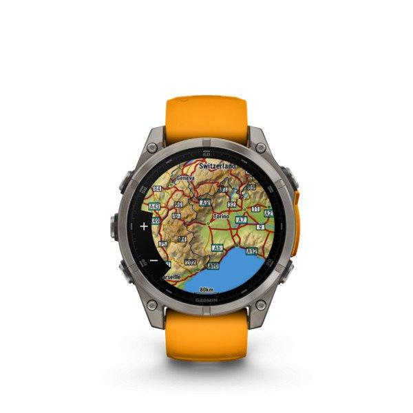 Garmin fenix 8 47mm AMOLED Sapphire, titánium, narancs/grafit szilikon szíjjal
(ED XD) Okosóra